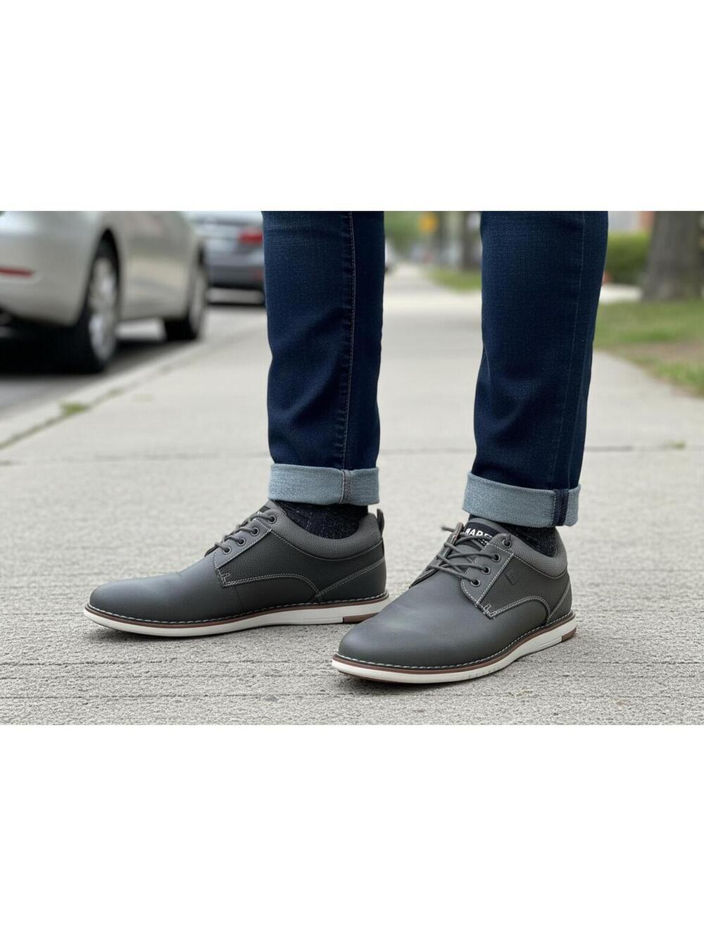 Steve Madden Men's Dark Gray Lace-Up Casual Oxford Shoes